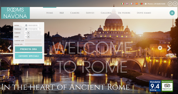 Sito web per bed and breakfast a roma